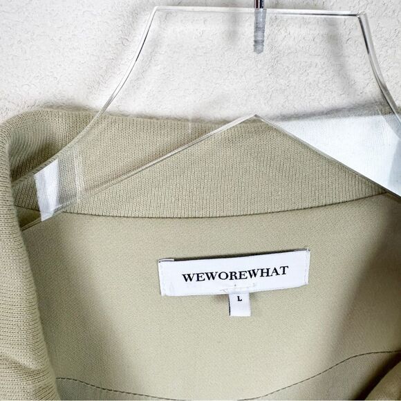 We Wore What Twill Bomber Beige Utility Oversized Jacket Large Weworewhat - Picture 4 of 8